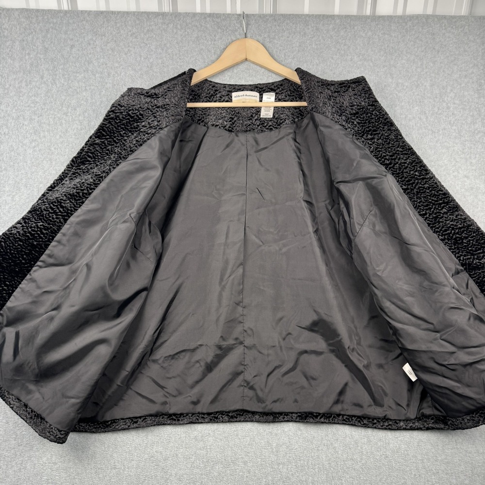 Alfred Dunner Jacket Womens 24W Black Faux Fur Velvet Textured Beaded Open Front - Picture 4 of 7